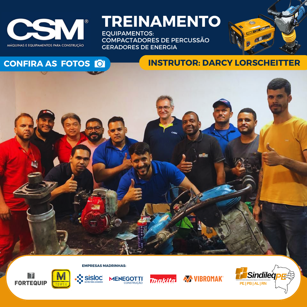 CSM realiza Treinamento voltados para os equipamentos: Compactadores de percussão e geradores de energia.